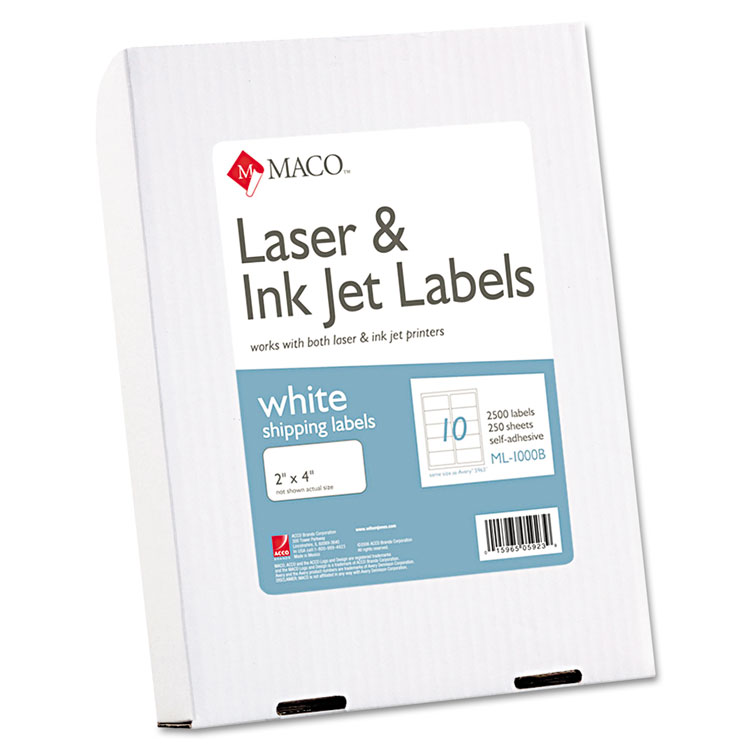 Picture of White Laser/Inkjet Shipping & Address Labels, 2 x 4, 2500/Box