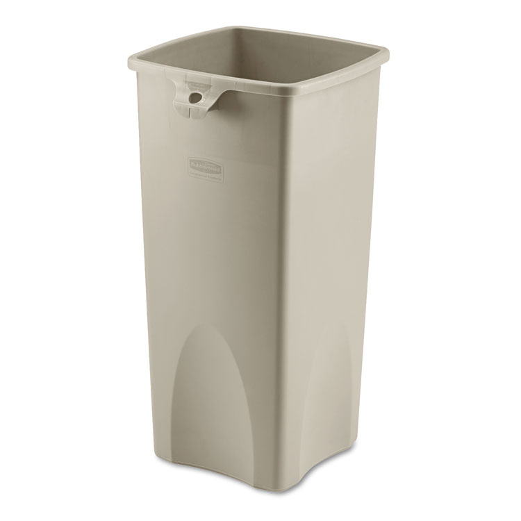 Picture of Untouchable Waste Container, Square, Plastic, 23gal, Beige