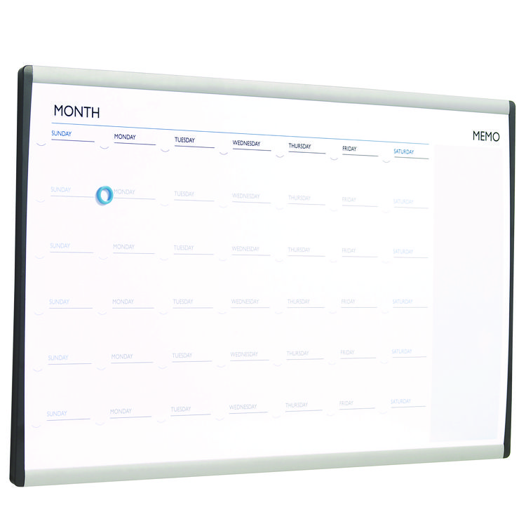 Picture of Magnetic Dry-Erase Calendar, 18 x 30, White Surface, Silver Aluminum Frame