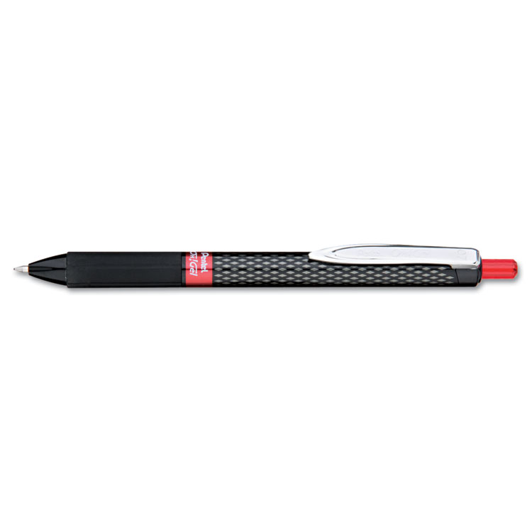Picture of Oh! Gel Retractable Roller Pen, .7mm, Black Barrel, Red Ink, Dozen