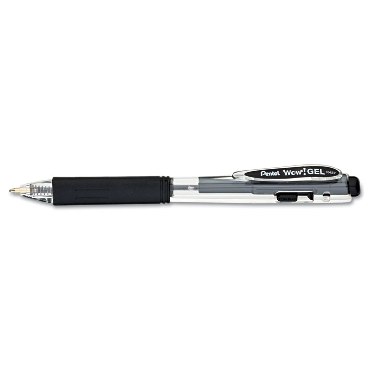 Picture of WOW! Retractable Gel Pen, .7mm, Trans Barrel, Black Ink, Dozen