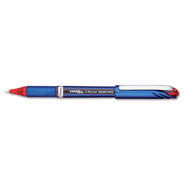 Picture of EnerGel NV Liquid Gel Pen, .5mm, Red Barrel, Red Ink, Dozen
