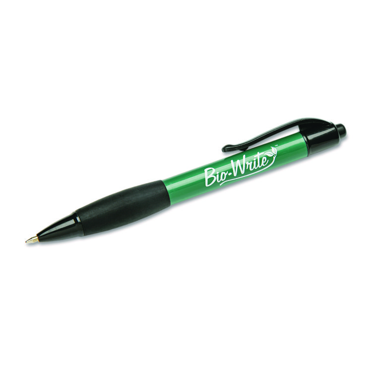 7520015789303, SKILCRAFT Bio-Write Ballpoint Pen, Retractable, Fine 0.7 mm, Blue Ink, Green Barrel, Dozen