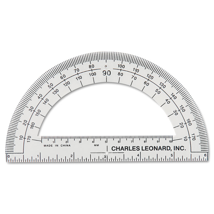 Picture of Open Center Protractor, Plastic, 6" Ruler Edge, Clear