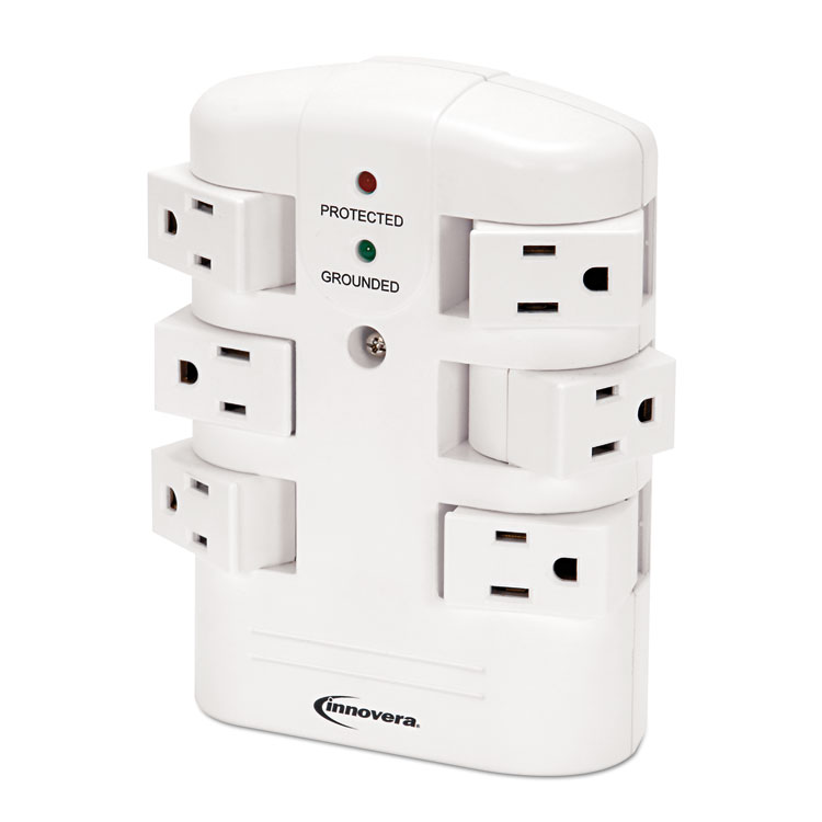 Picture of Wall Mount Surge Protector, 6 Outlets, 2160 Joules, White