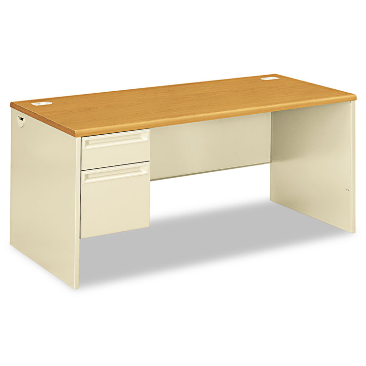 Picture of 38000 Series Left Pedestal Desk, 66w x 30d x 29-1/2h, Harvest/Putty