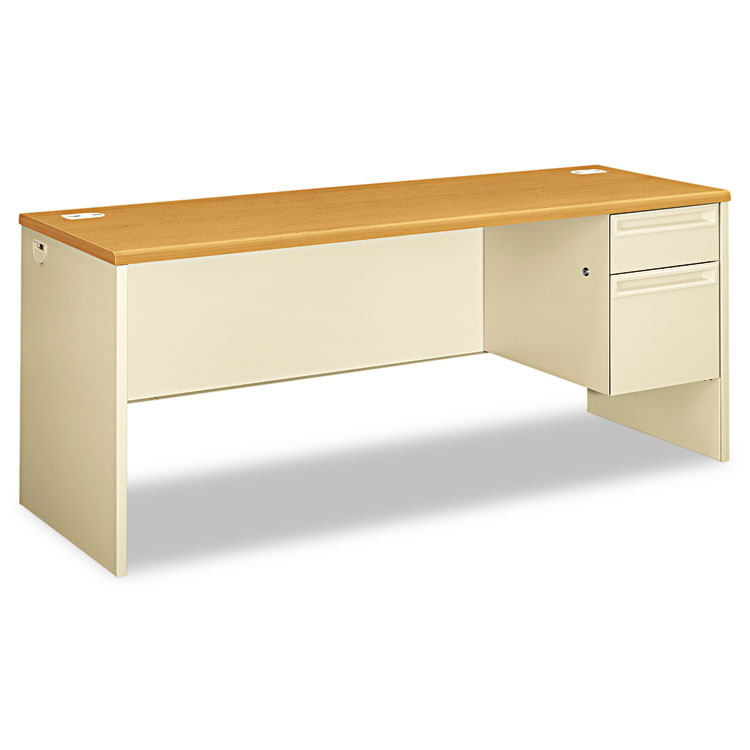 Picture of 38000 Series Right Pedestal Credenza, 72w x 24d x 29-1/2h, Harvest/Putty
