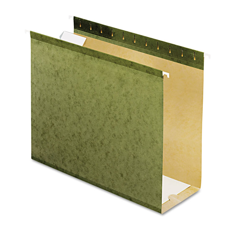 Picture of Reinforced 4" Extra Capacity Hanging Folders, Letter, Standard Green, 25/Box