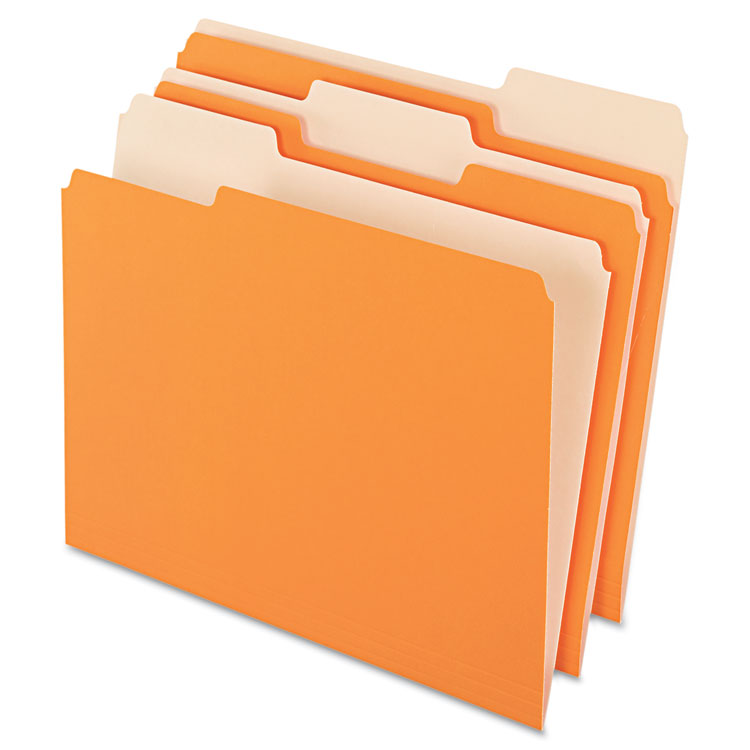 Picture of Colored File Folders, 1/3 Cut Top Tab, Letter, Orange/Light Orange, 100/Box