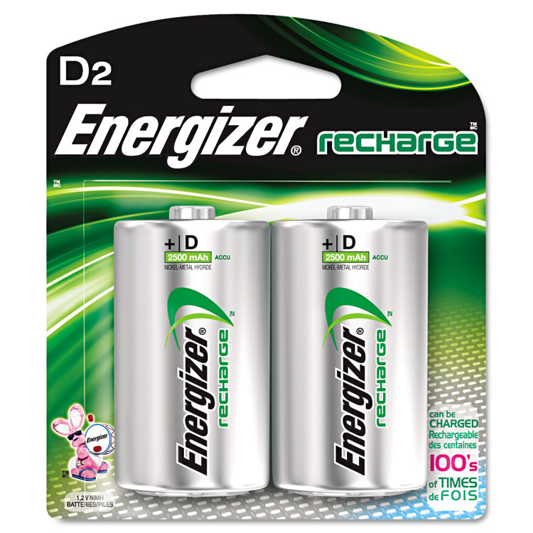 Picture of Energizer- NiMH Rechargeable Batteries, D, 2 Batteries/Pack ( EVENH50BP2)