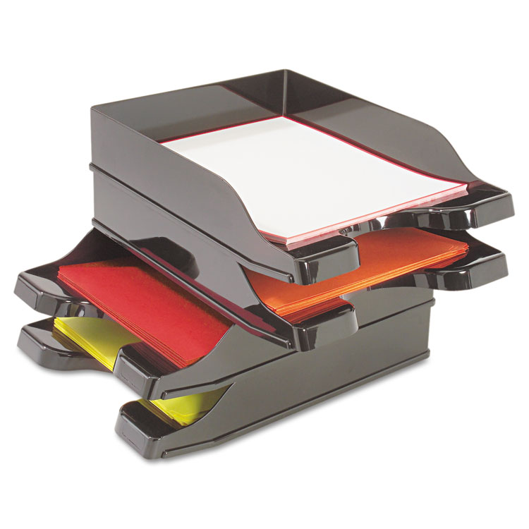 Picture of Docutray Multi-Directional Stacking Tray Set, Two Tier, Polystyrene, Black