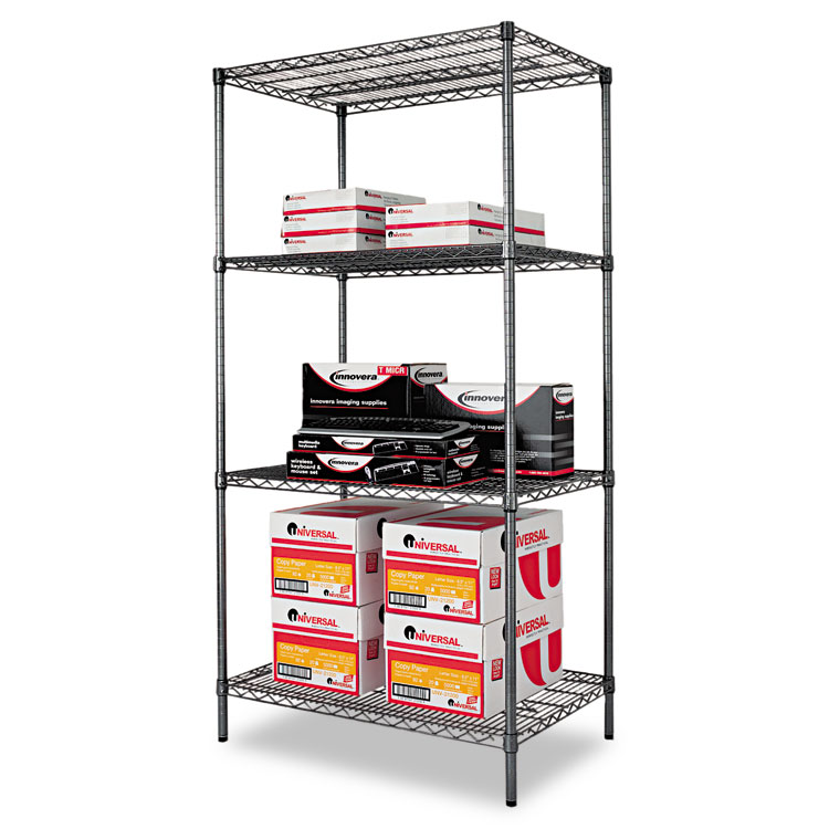 Picture of Wire Shelving Starter Kit, Four-Shelf, 36w x 24d x 72h, Black Anthracite