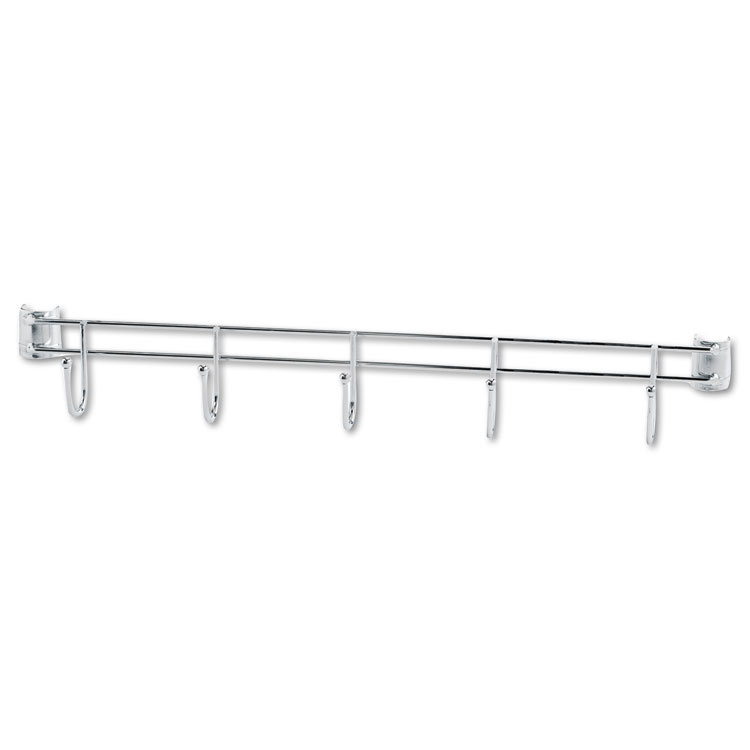 Picture of Hook Bars For Wire Shelving, Five Hooks, 24" Deep, Silver, 2 Bars/Pack