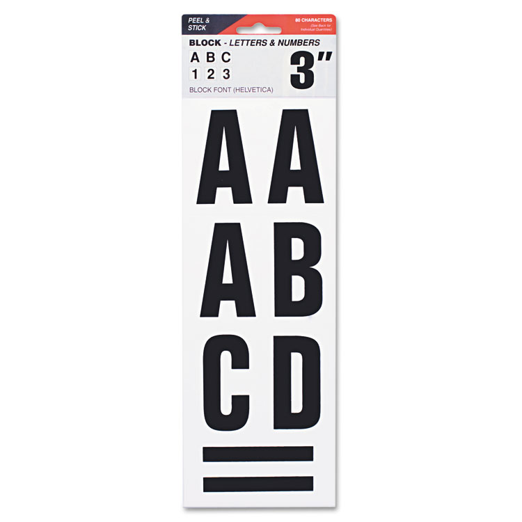 Picture of Letters, Numbers & Symbols, Adhesive, 3", Black