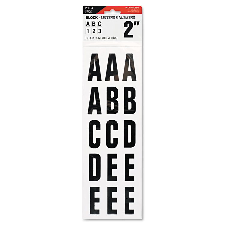 Picture of Letters, Numbers & Symbols, Adhesive, 2", Black