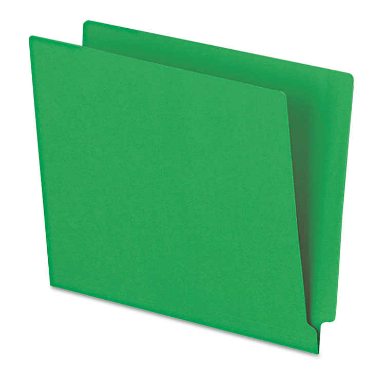 Picture of Reinforced End Tab Folders, Two Ply Tab, Letter, Green,  100/Box