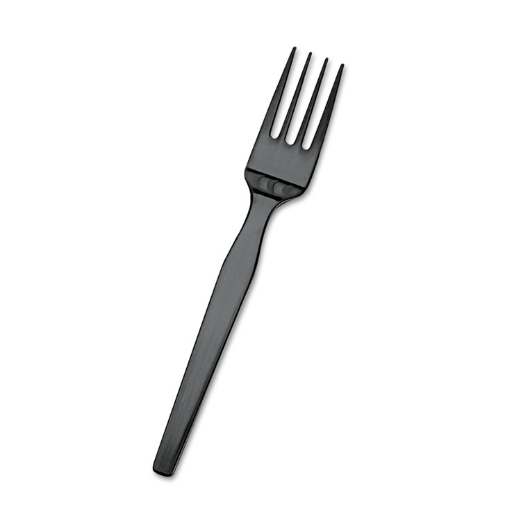 SmartStock Plastic Cutlery Refill, Forks, Black, 40/Pack, 24 Packs/Carton