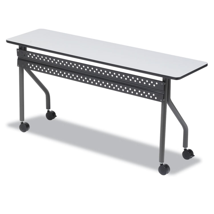 Picture of OfficeWorks Mobile Training Table, Rectangular, 72w x 18d x 29h, Gray/Charcoal