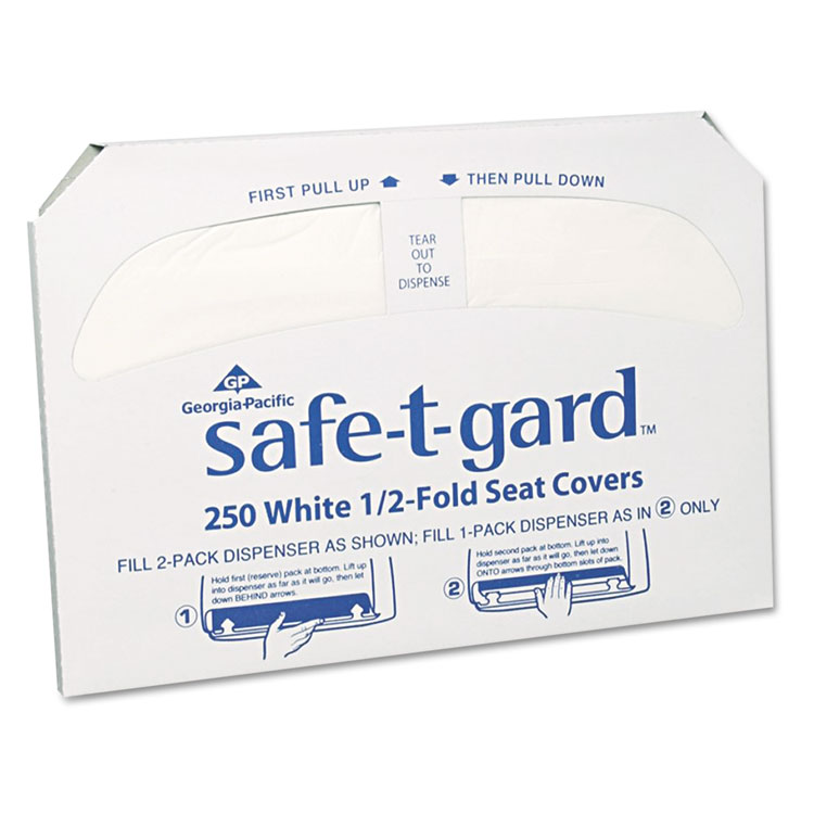 Picture of Half-Fold Toilet Seat Covers, White, 250/pack, 20 Boxes/carton