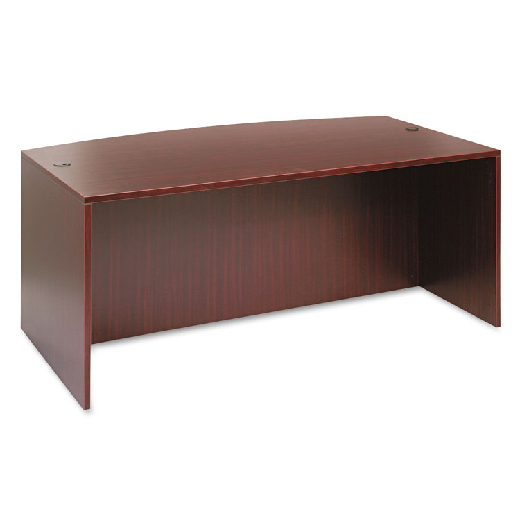 Picture of Alera Valencia Bow Front Desk Shell, 71w x 35 1/2d to 41 3/8d x 29 5/8h Mahogany