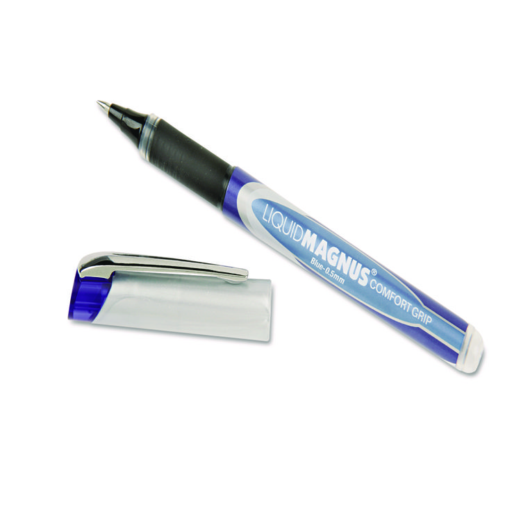 7520015877795, SKILCRAFT Liquid Magnus Hybrid Gel Pen, Stick, Extra-Fine 0.5 mm, Blue Ink, Blue/Gray Barrel, 4/Pack