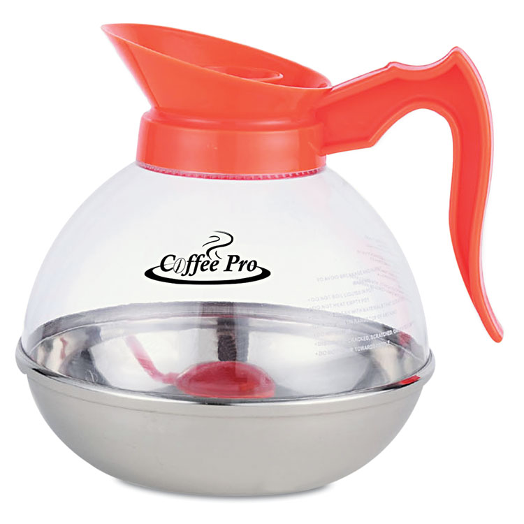 Picture of Unbreakable Decaffeinated Coffee Decanter, 12-Cup, Stainless Steel/Polycarbonate