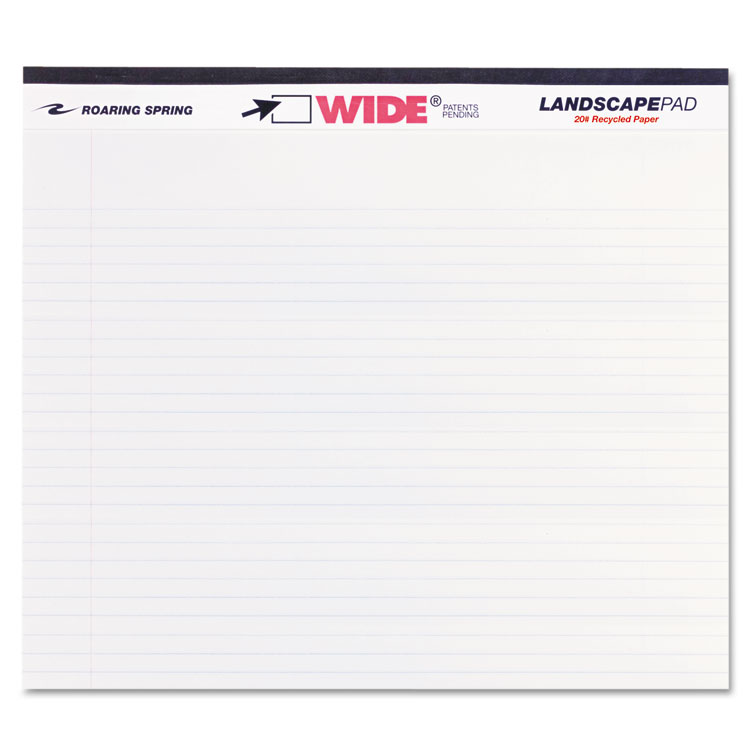 Picture of WIDE Landscape Format Writing Pad, College Ruled, 11 x 9 1/2, White, 40 Sheets