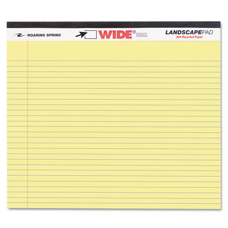 Picture of WIDE Landscape Format Writing Pad, College Ruled, 11 x 9 1/2, Canary, 40 Sheets