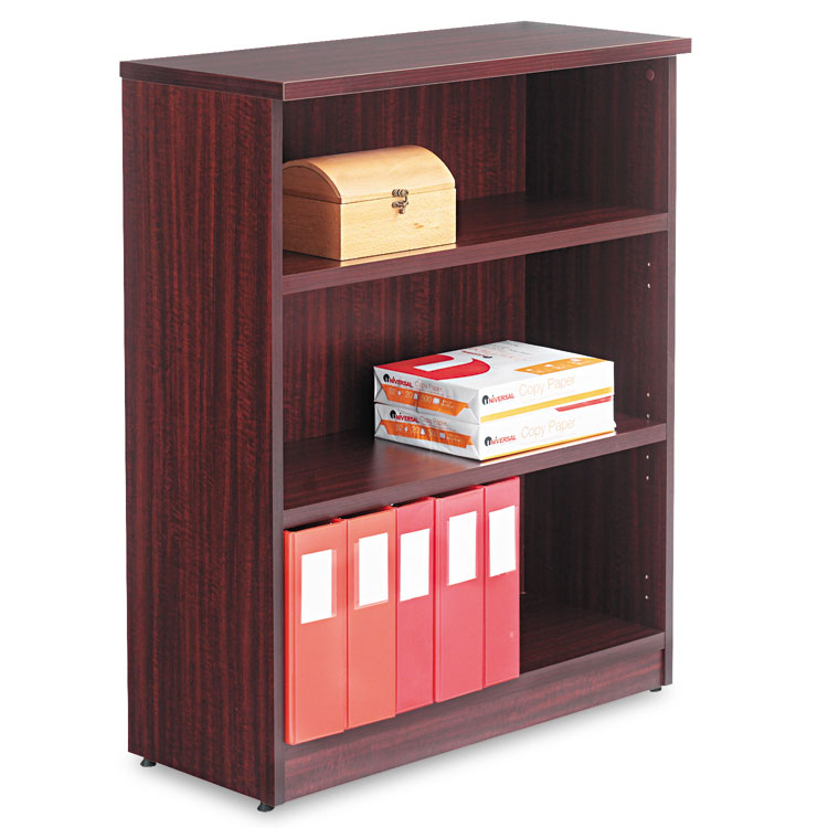 Picture of Alera Valencia Series Bookcase, Three-Shelf, 31 3/4w x 14d x 39 3/8h, Mahogany
