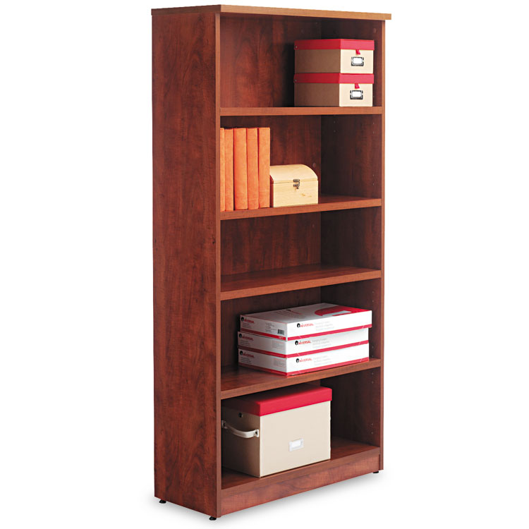 Picture of Alera Valencia Series Bookcase, Five-Shelf, 31 3/4w x 14d x 65h, Medium Cherry