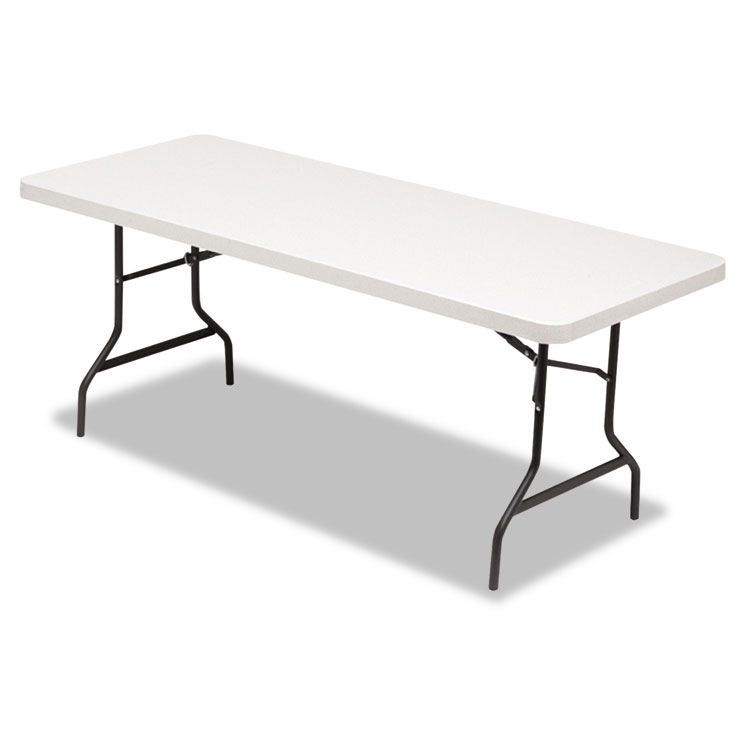 Picture of Resin Rectangular Folding Table, Square Edge, 72w x 30d x 29h, Platinum