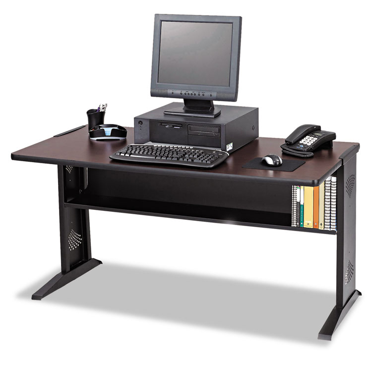 Picture of Computer Desk W/ Reversible Top, 47-1/2w x 28d x 30h, Mahogany/Medium Oak/Black
