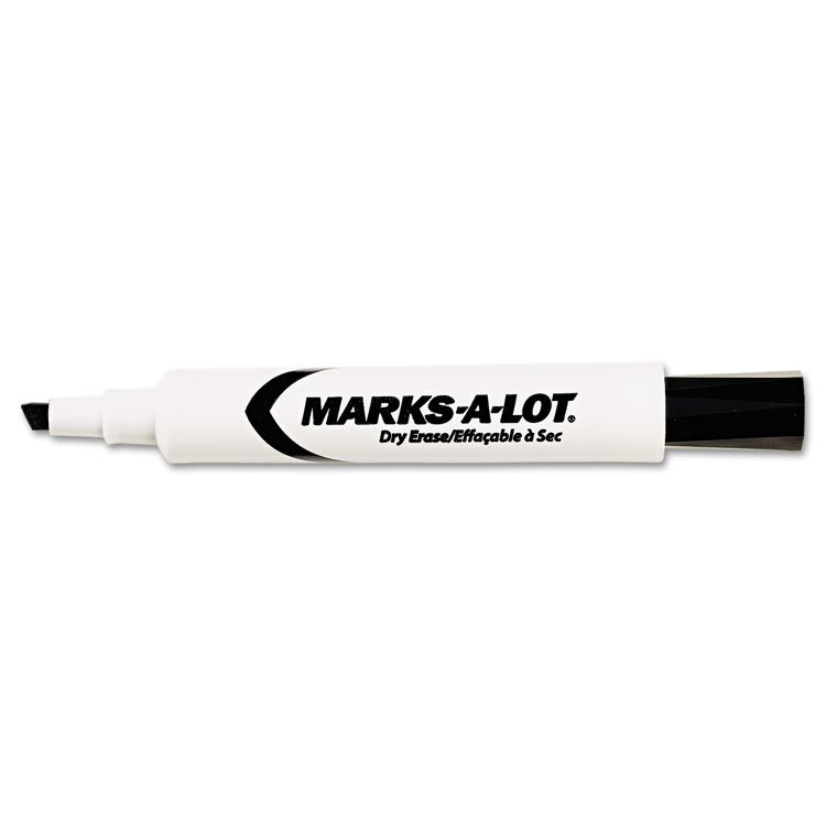 Picture of Desk Style Dry Erase Marker, Chisel Tip, Black, Dozen