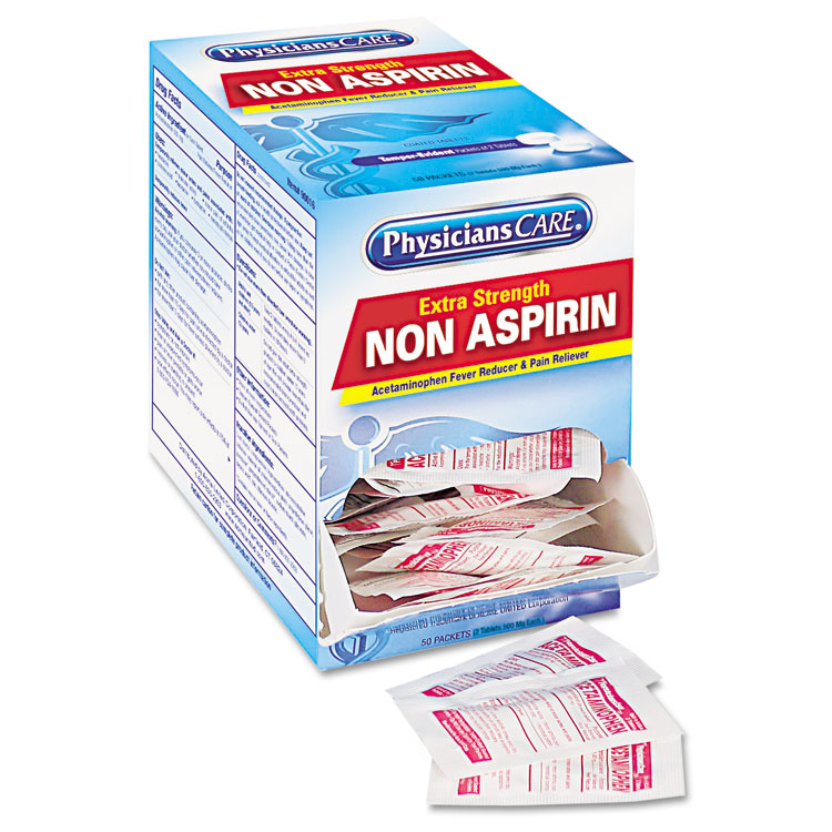 Picture of Non Aspirin Acetaminophen Medication, Two-Pack, 50 Packs/Box