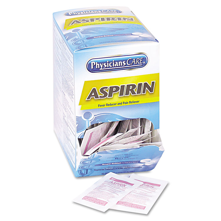 Picture of Aspirin Medication, Two-Pack, 50 Packs/Box