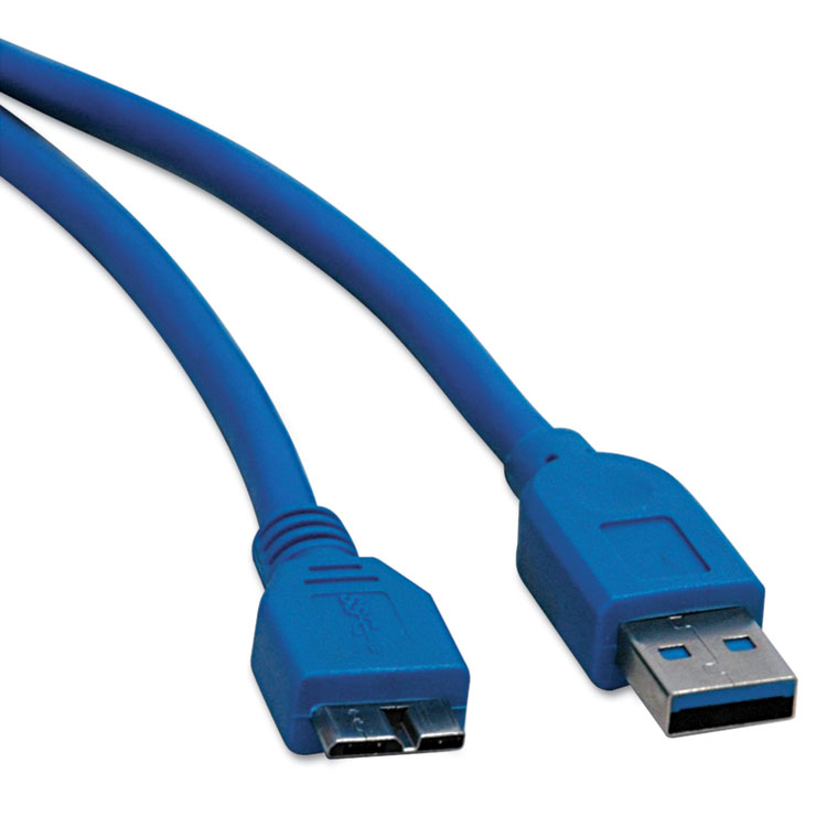 Picture of USB 3.0 Device Cable, USB 3.0 A/USB 3.0 Micro-B, 6 ft, Blue