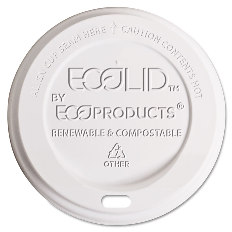 Picture of Ecolid Renewable & Compostable Hot Cup Lids, Fits 8oz Hot Cups, 50/pk, 16 Pk/ct