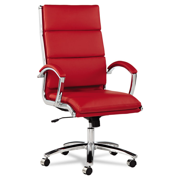 Picture of Alera Neratoli Series HighBack Swivel/Tilt Chair, Red Soft Leather, Chrome Frame