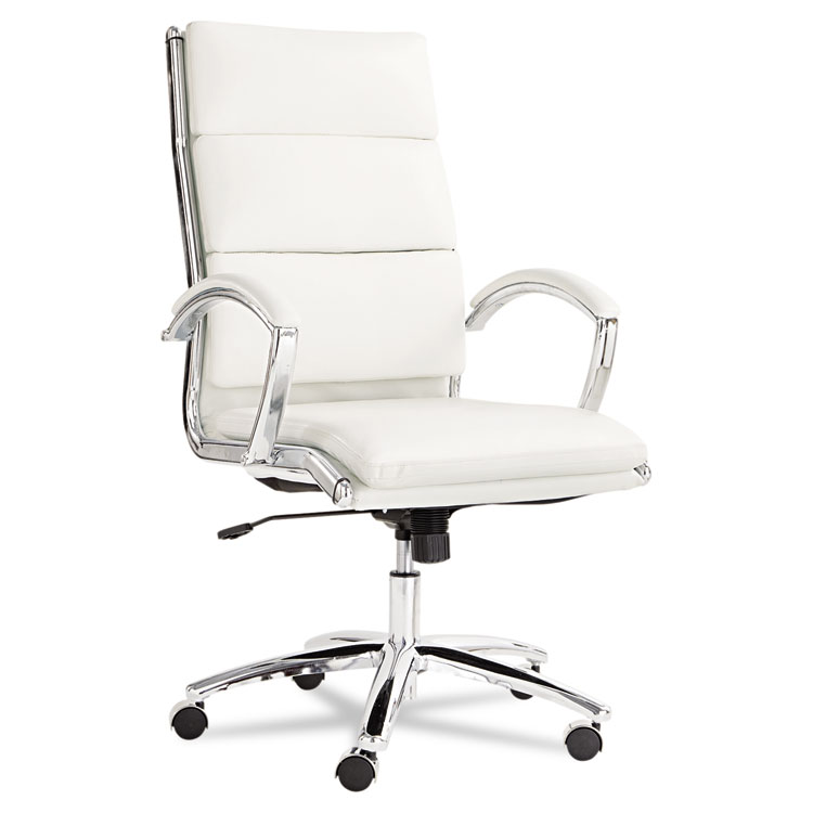 Picture of Alera Neratoli Series HighBack Swivel/Tilt Chair,White Faux Leather,Chrome Frame