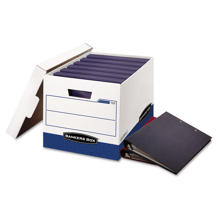 Picture of BINDERBOX Storage Box, Locking Lid, 12 1/4 x 18 1/2 x 12, White/Blue, 12/Carton