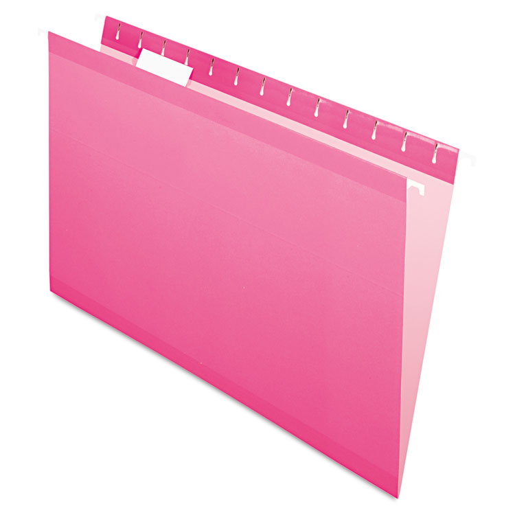 Picture of Reinforced Hanging Folders, 1/5 Tab, Legal, Pink, 25/Box