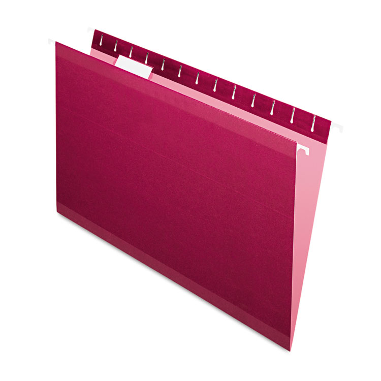 Picture of Reinforced Hanging Folders, 1/5 Tab, Legal, Burgundy, 25/Box