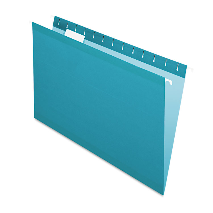 Picture of Reinforced Hanging Folders, 1/5 Tab, Legal, Teal, 25/Box