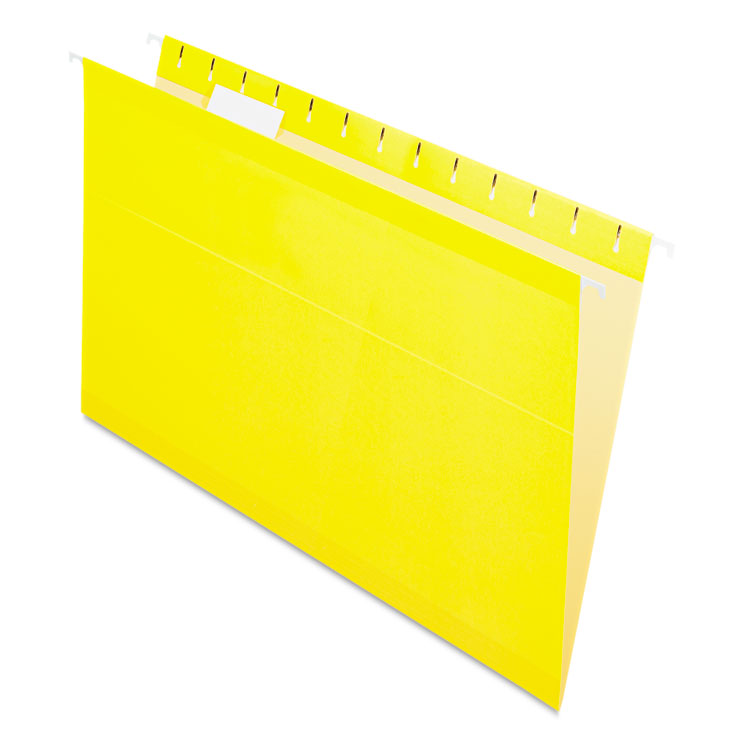Picture of Reinforced Hanging Folders, 1/5 Tab, Legal, Yellow, 25/Box