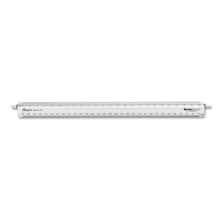 Picture of Adjustable Triangular Scale Aluminum Engineers Ruler, 12", Silver