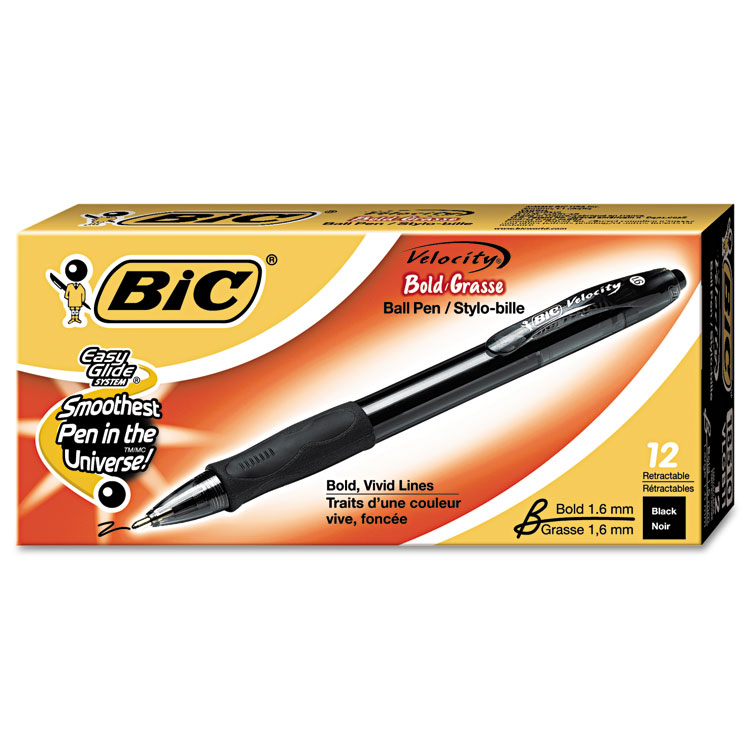 Picture of Velocity Retractable Ballpoint Pen, Black Ink, 1.6mm, Bold, Dozen