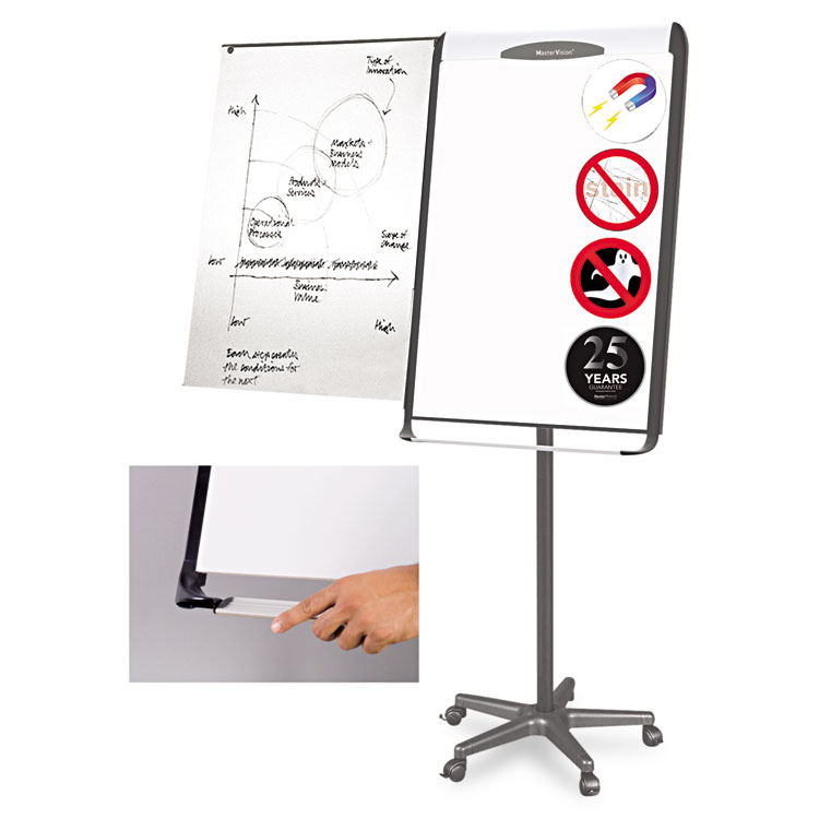 Picture of Platinum Mobile Easel, White, 29 x 41, Black Frame