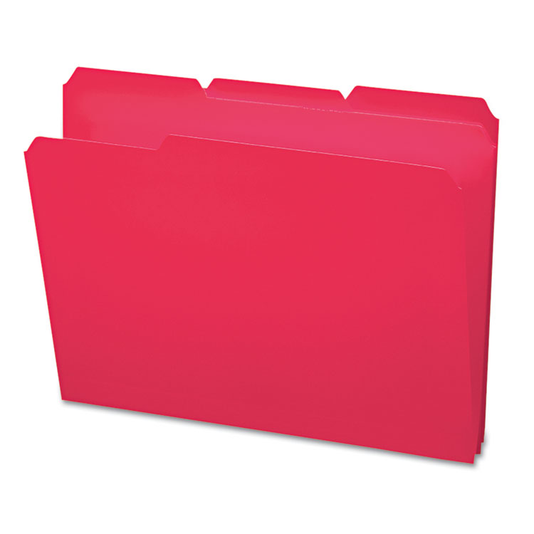 Picture of Waterproof Poly File Folders, 1/3 Cut Top Tab, Letter, Red, 24/Box