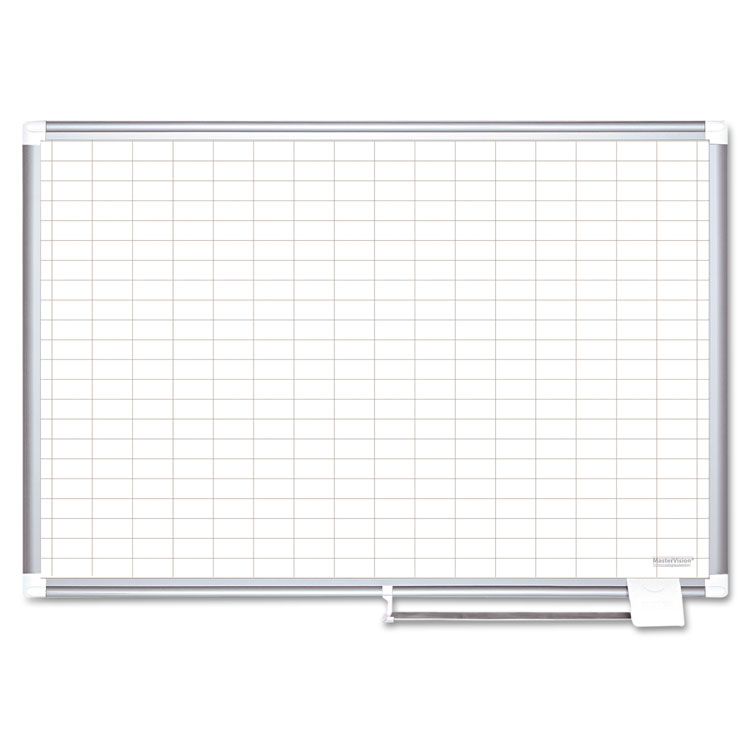Picture of Grid Planning Board, 1x2" Grid, 48x36, White/Silver