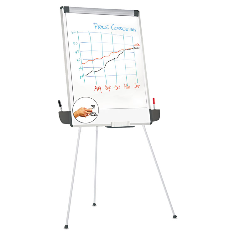 Picture of Tripod Style Dry Erase Easel, 29 x 41, White/Gray